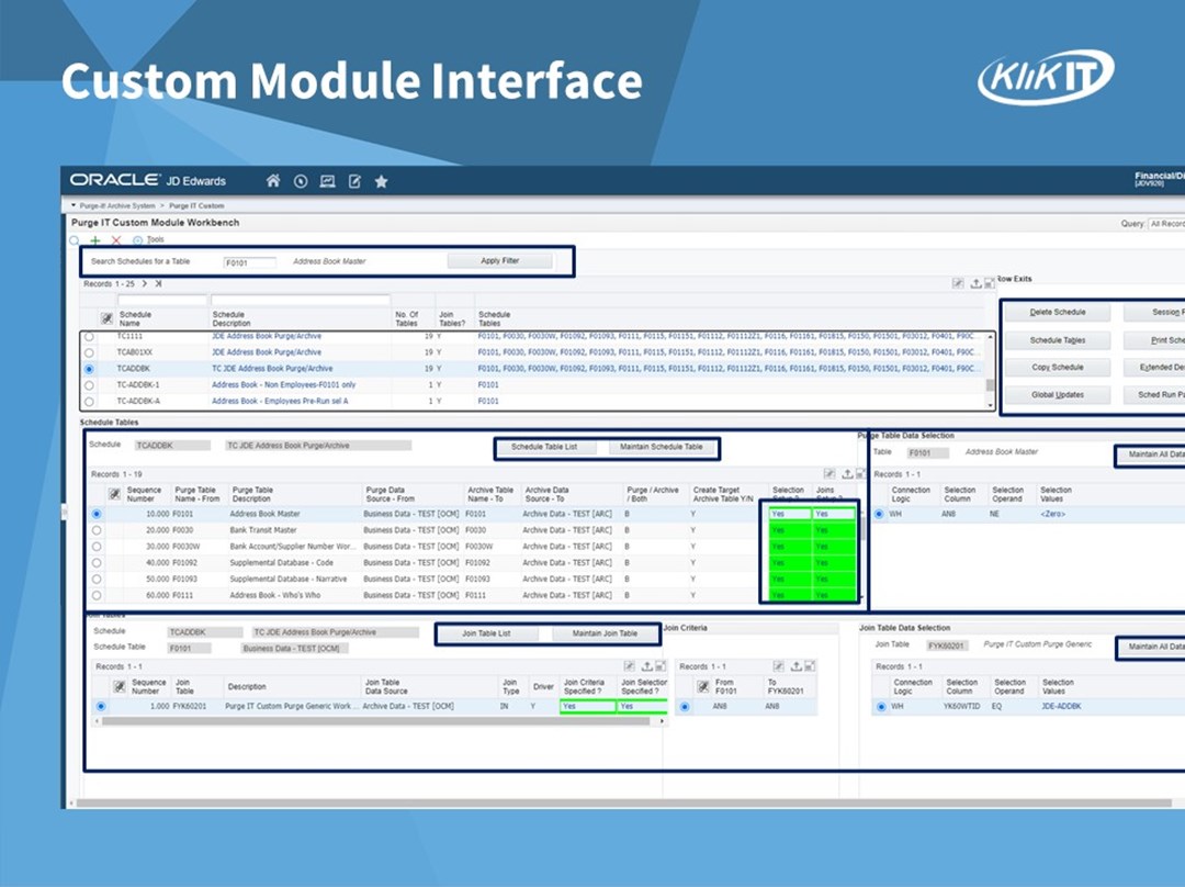 Purge-it! Version 5 Custom Module Interface for JD Edwards (JDE)