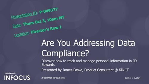 Data Compliance Presentation, INFOCUS24, Thu 3rd Oct.