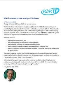 Manage-it! Version 1.03 introduces Job Performance Analyzer, a new analytics dashboard